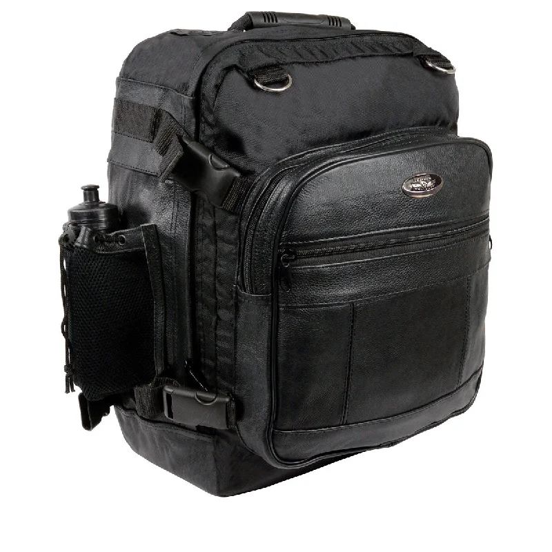 Sporty Comfort Milwaukee Leather SH54001 Medium Black Leather and Textile Motorcycle Cruiser Sissy Bar Back Pack Sporty Comfort Milwaukee Leather SH54001 Medium Black Leather and Textile Motorcycle Cruiser Sissy Bar Back Pack