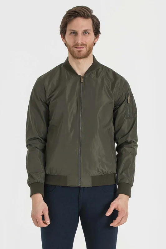 British Style Slim Fit Bomber Cresta Khaki Sport Jacket, Khaki