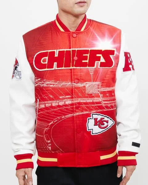 Economic Outlook NFL KANSAS CITY CHIEFS REMIX VARSITY MEN'S JACKET (RED)