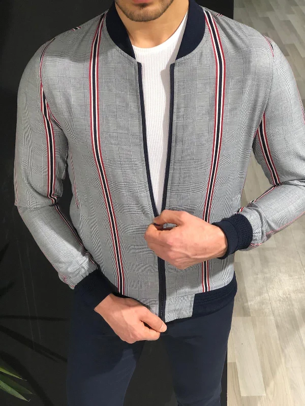 Modernism Faha Slim-Fit Colored Striped Jacket in Red