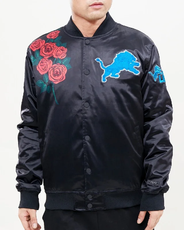 Daily Comfort NFL DETROIT LIONS ROSE MEN'S SATIN JACKET (BLACK)