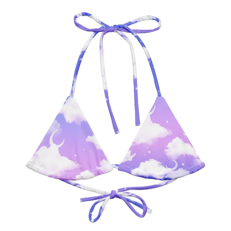 Soft Relaxation Wear Cloudy Sky Padded String Bikini Top