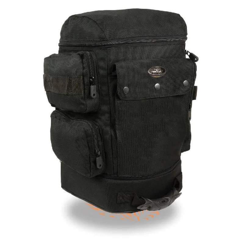 Layered Comfort Milwaukee Leather SH688 Large Black Retractable Nylon Sissy Bar Motorcycle Bag with Luggage Handle Layered Comfort Milwaukee Leather SH688 Large Black Retractable Nylon Sissy Bar Motorcycle Bag with Luggage Handle