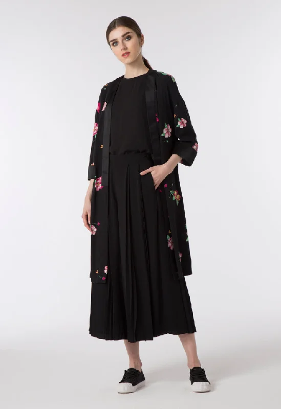 Easy Comfort Style Black Floral Kimono