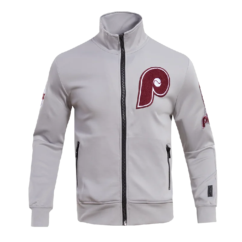 Casual And Casual MLB PHILADELPHIA PHILLIES CLASSIC MEN'S TRACK JACKET (GRAY)