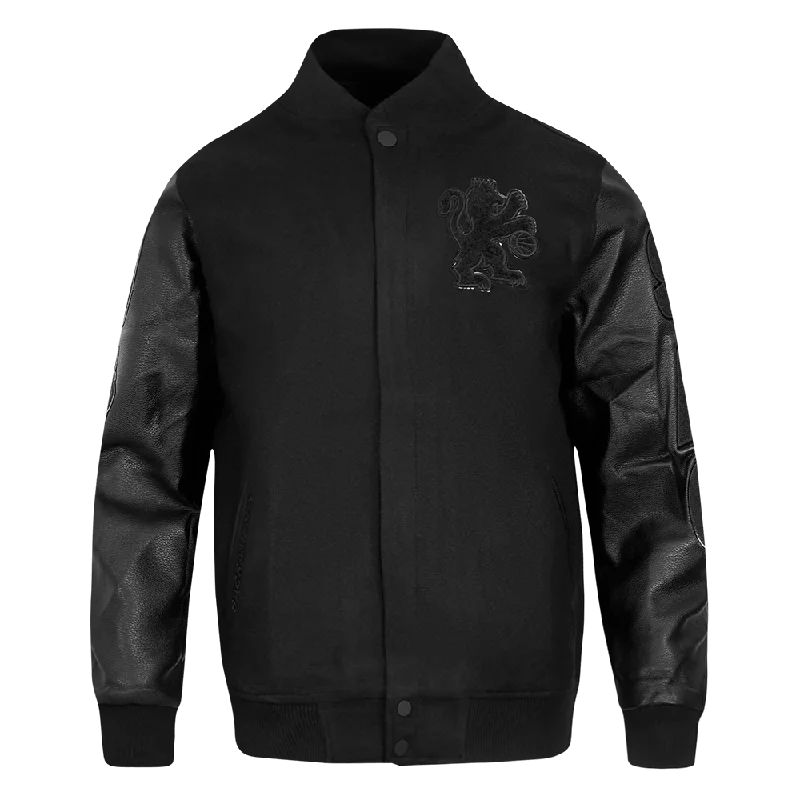 Thin Design NBA SACRAMENTO KINGS TRIPLE BLACK WOOL MEN'S VARSITY JACKET (TRIPLE BLACK)