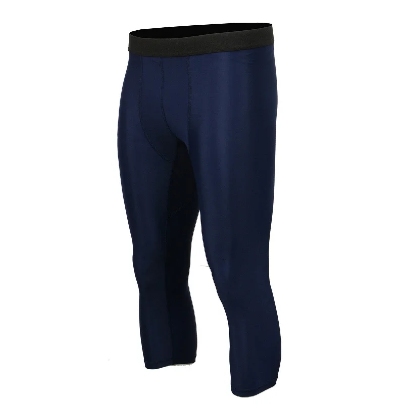 Stylish Wear X-Fitness XFM7003 Men's Blue 3/4 Length Compression Base Layer Workout Pants Jiu Jitsu Spats Tights Stylish Wear X-Fitness XFM7003 Men's Blue 3/4 Length Compression Base Layer Workout Pants Jiu Jitsu Spats Tights