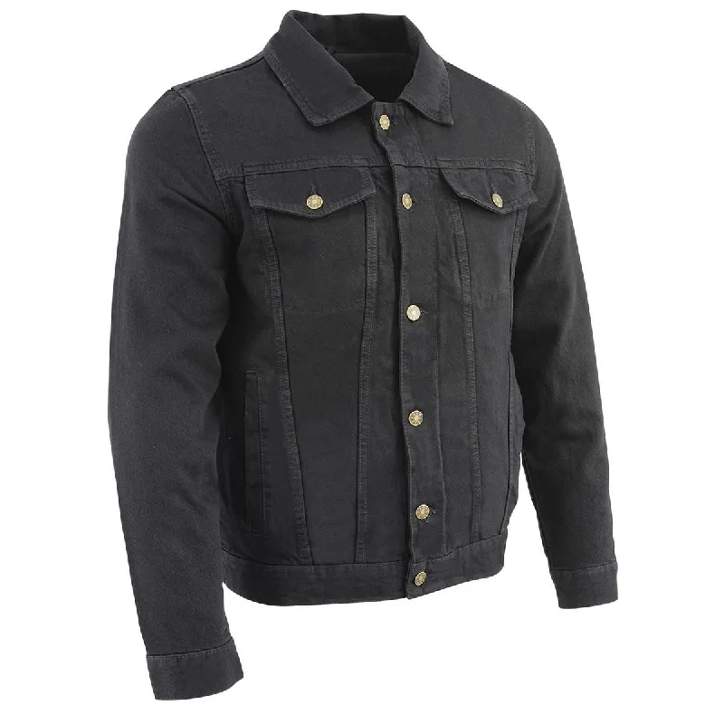 Relaxed Fit Milwaukee Leather MDM1015 Men's Black Classic Denim Jean Jacket