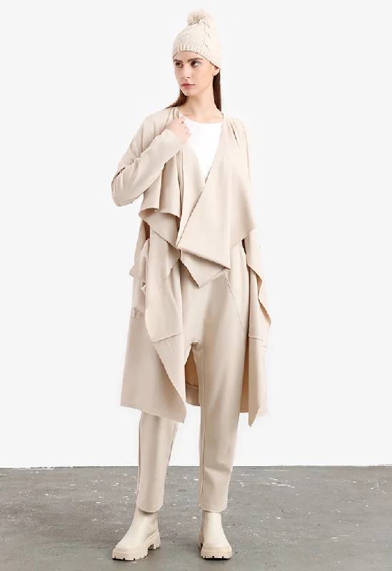 Comfy Dress Asymmetrical Irregular Solid Open Outer Jacket
