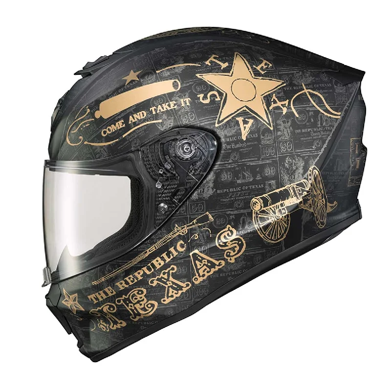 Warm Chic Scorpion EXO-R420 'Lone Star' Black/Gold Full-Face Helmet