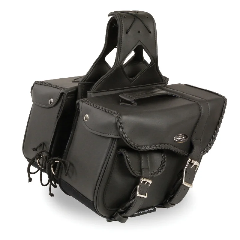 Romantic And Fresh Milwaukee Performance SH66501ZB Black Medium Braided Zip Off PVC Throw Over Saddle Bag Romantic And Fresh Milwaukee Performance SH66501ZB Black Medium Braided Zip Off PVC Throw Over Saddle Bag