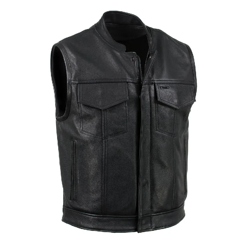 Comfortable Fashion Milwaukee Leather USA MADE MLVSM5004 Men's Black 'Chaos' Premium Dual Closure Motorcycle Leather Vest Comfortable Fashion Milwaukee Leather USA MADE MLVSM5004 Men's Black 'Chaos' Premium Dual Closure Motorcycle Leather Vest
