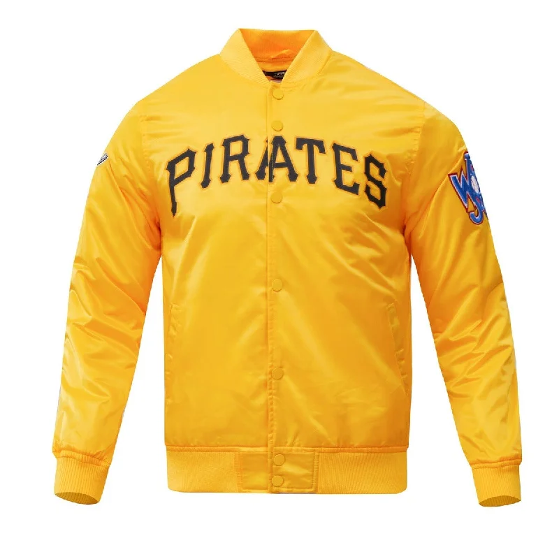 Breezy Outfits MLB PITTSBURGH PIRATES BIG LOGO WORLD SERIES MEN'S SATIN JACKET (YELLOW)