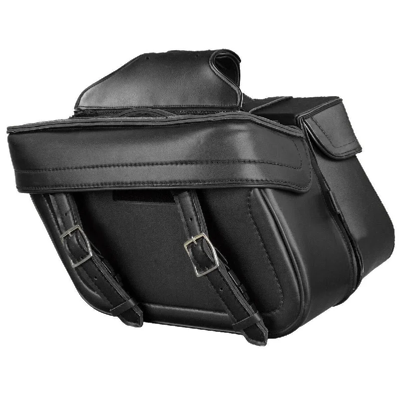 Lounge Chic Milwaukee Performance MP8325 Black Zip Off PVC Throw Over Saddlebags with Double Strap Front Lounge Chic Milwaukee Performance MP8325 Black Zip Off PVC Throw Over Saddlebags with Double Strap Front