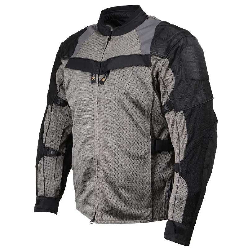 Sweet Girl Xelement XS8162 Men's 'Venture' All Season Black with Grey Tri-Tex and Mesh Motorcycle Jacket with X-Armor