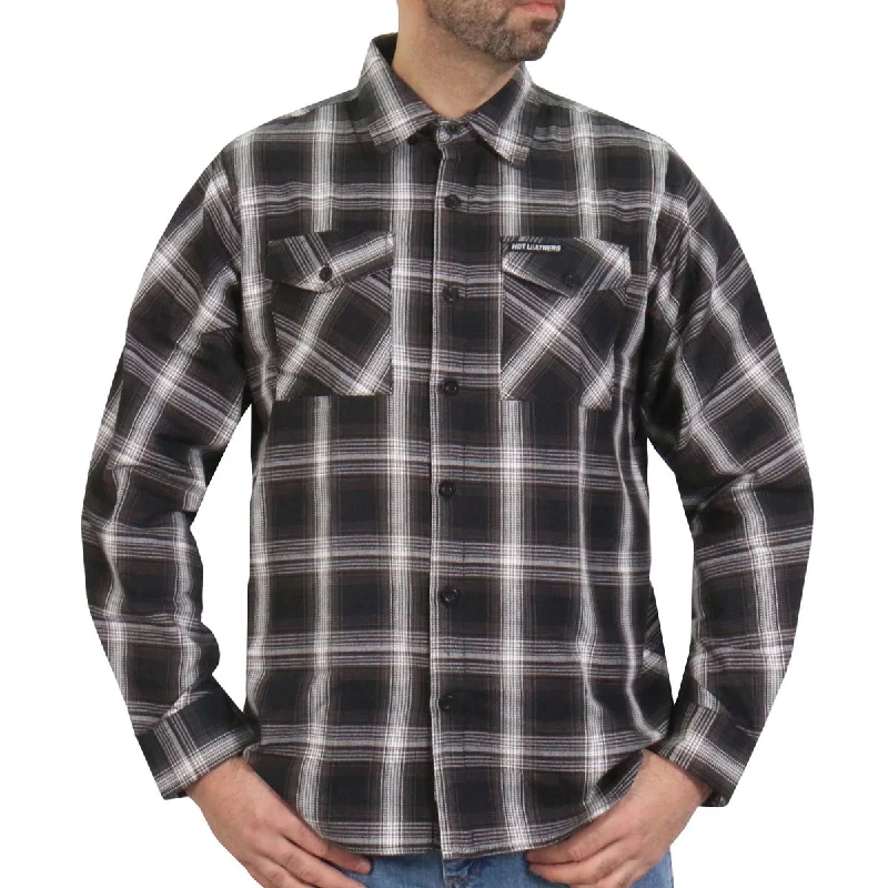 Noble Temperament Hot Leathers FLM2023 Men's White and Black Flannel Long Sleeve Shirt Noble Temperament Hot Leathers FLM2023 Men's White and Black Flannel Long Sleeve Shirt