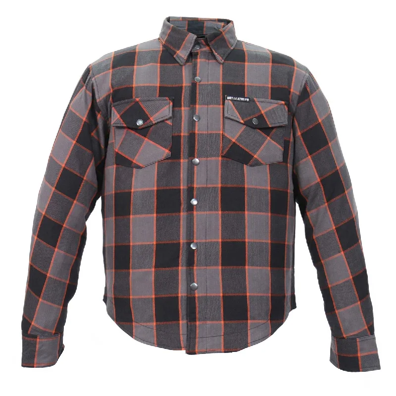 Floral Prints Hot Leathers JKM3010 Men's Black/Grey/Orange Armored Flannel Motorcycle Shirt-Jacket w/ CE Armor Protection Floral Prints Hot Leathers JKM3010 Men's Black/Grey/Orange Armored Flannel Motorcycle Shirt-Jacket w/ CE Armor Protection