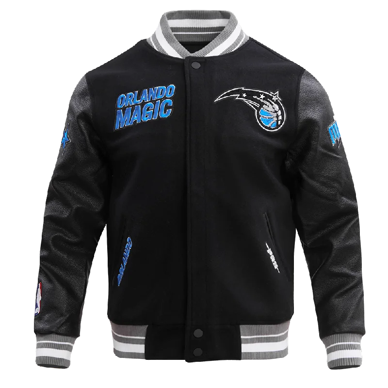 Casual Chic Looks NBA ORLANDO MAGIC RETRO CLASSIC MEN'S RIB WOOL VARSITY JACKET (BLACK/GRAY)