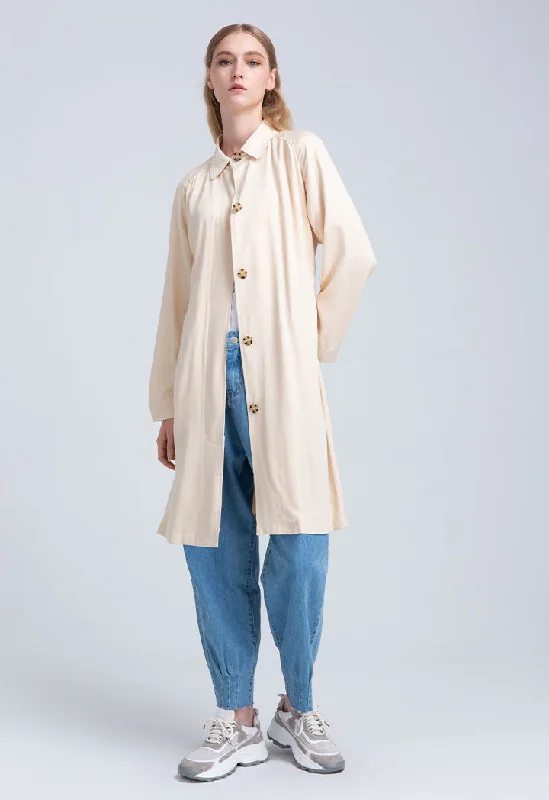 Layered Style Long Big Button Solid Outerwear