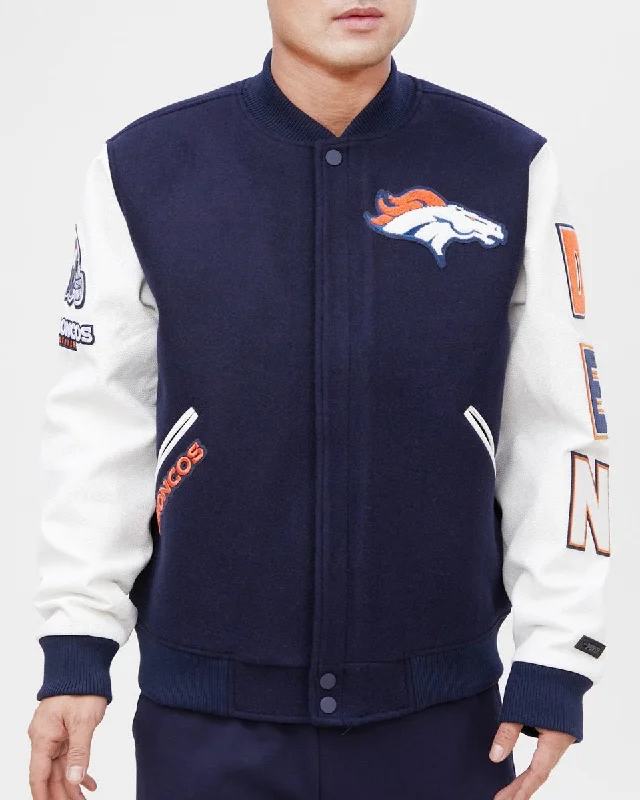 Soft Style NFL DENVER BRONCOS CLASSIC WOOL MEN'S VARSITY JACKET (MIDNIGHT NAVY/WHITE)