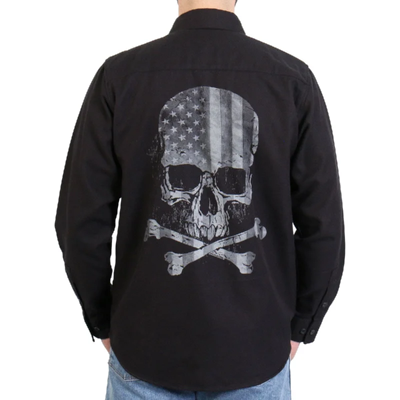 Knowledge And Elegance Hot Leathers FLM2113 Men's Black Flag Skull Long Sleeve Flannel Shirt Knowledge And Elegance Hot Leathers FLM2113 Men's Black Flag Skull Long Sleeve Flannel Shirt