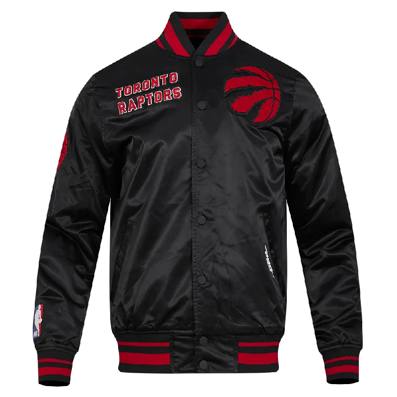 Light Dressing NBA TORONTO RAPTORS RETRO CLASSIC MEN'S RIB SATIN JACKET (BLACK/RED/BLACK)