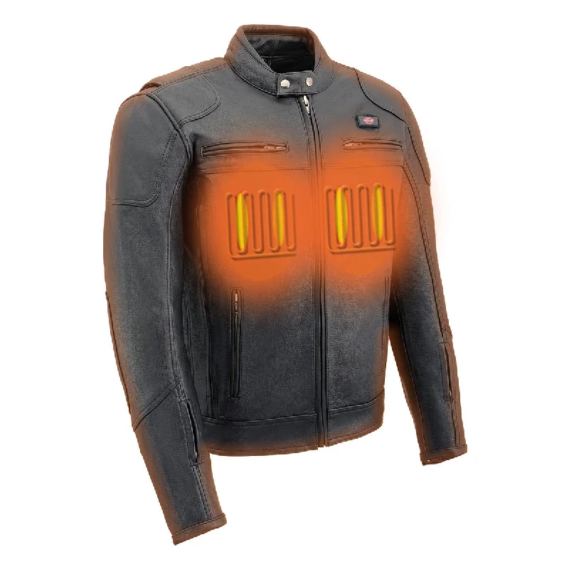 Unique Design Milwaukee Leather Heated Jacket for Men's Black Cowhide Leather Motorcycle Vented Jacket for All Seasons MLM1513SET Unique Design Milwaukee Leather Heated Jacket for Men's Black Cowhide Leather Motorcycle Vented Jacket for All Seasons MLM1513SET