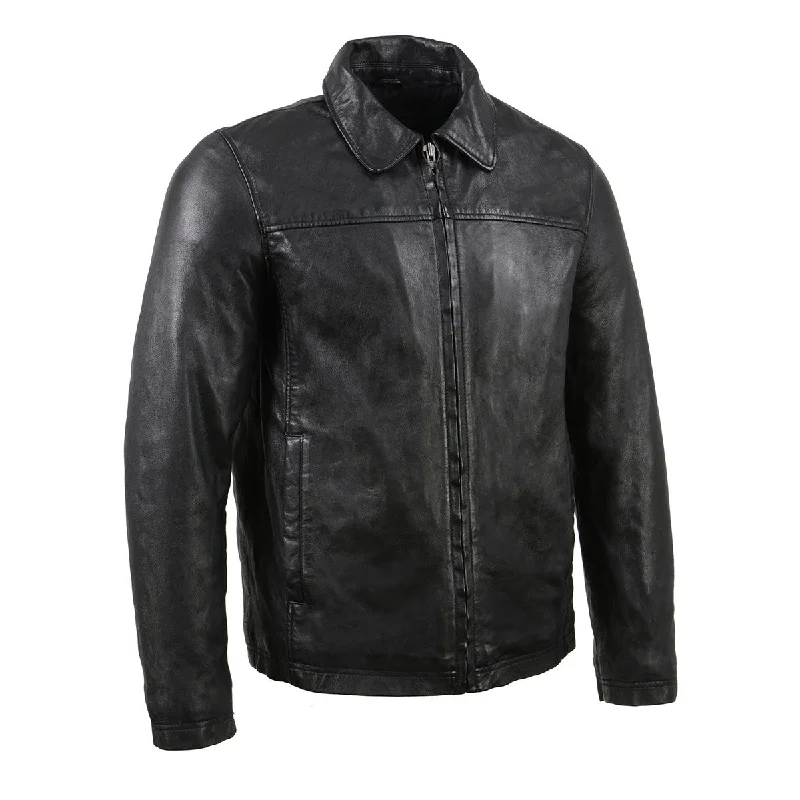 Fresh And Capable Milwaukee Leather Vintage SFM1804 Men's Classic Black Zipper Front Jacket with Shirt Collar Fresh And Capable Milwaukee Leather Vintage SFM1804 Men's Classic Black Zipper Front Jacket with Shirt Collar