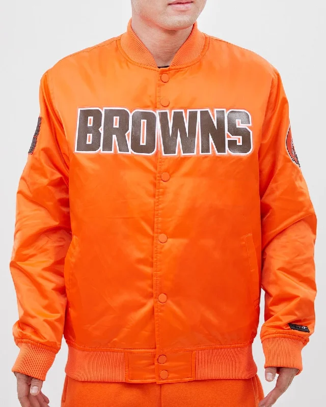 Trendy Dresses NFL CLEVELAND BROWNS BIG LOGO MEN'S SATIN JACKET (ORANGE)