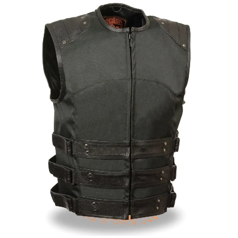 Light Layers Milwaukee Leather MPM3300 Men's Black Zipper Front Assault Textile Vest Light Layers Milwaukee Leather MPM3300 Men's Black Zipper Front Assault Textile Vest