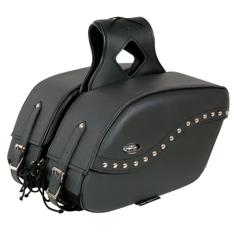Youthful Style Milwaukee Leather SH646ZB Black Zip-Off PVC Studded Throw Over Motorcycle Saddlebags Youthful Style Milwaukee Leather SH646ZB Black Zip-Off PVC Studded Throw Over Motorcycle Saddlebags