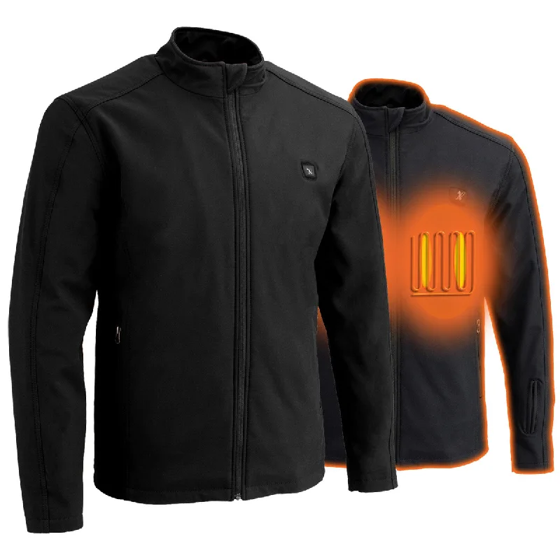 Fashion And Simplicity Nexgen Heat MPM1762SET Men’s Soft Shell Heated jacket - Black Standup Collar Jacket for Winter with Battery Pack Fashion And Simplicity Nexgen Heat MPM1762SET Men’s Soft Shell Heated jacket - Black Standup Collar Jacket for Winter with Battery Pack