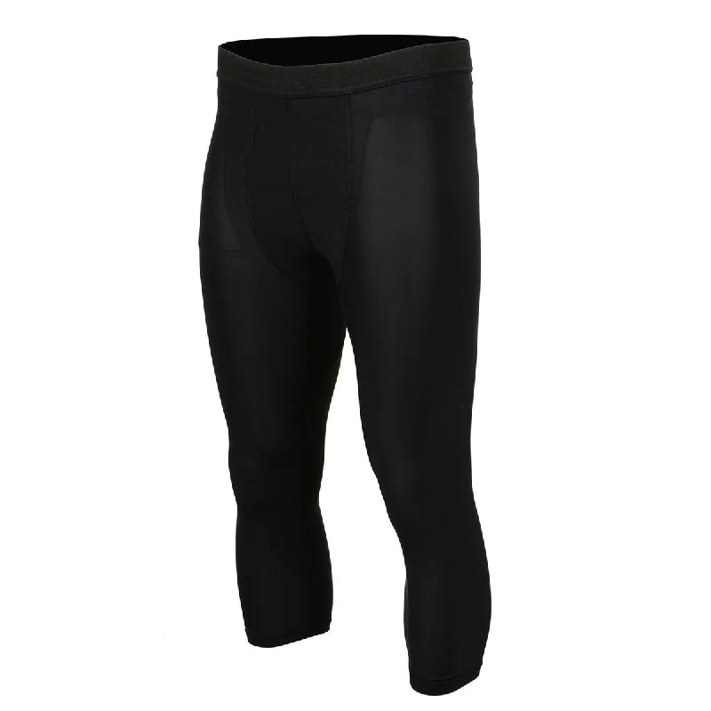 Comfort Fit X-Fitness XFM7003 Men's Black 3/4 Length Compression Base Layer Workout Pants Jiu Jitsu Spats Tights Comfort Fit X-Fitness XFM7003 Men's Black 3/4 Length Compression Base Layer Workout Pants Jiu Jitsu Spats Tights