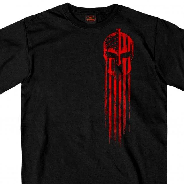 Fashionable Items Hot Leathers GMD1468 Men's Red Warrior Skull Flag Black T-Shirt