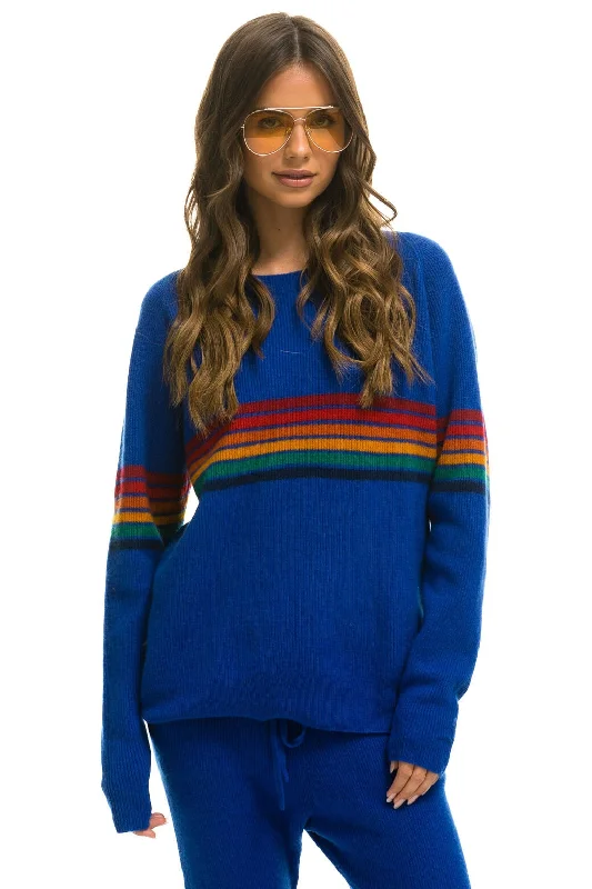 Sports And Leisure RAINBOW STRIPE 6 UNISEX CASHMERE SWEATER	- LAPIS