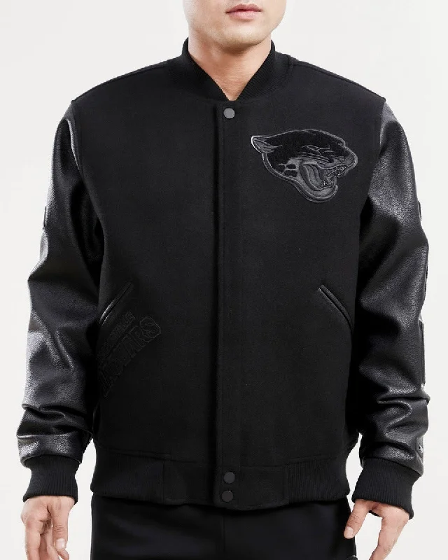 Fashion Expert NFL JACKSONVILLE JAGUARS TRIPLE BLACK WOOL MEN'S VARSITY JACKET (TRIPLE BLACK)