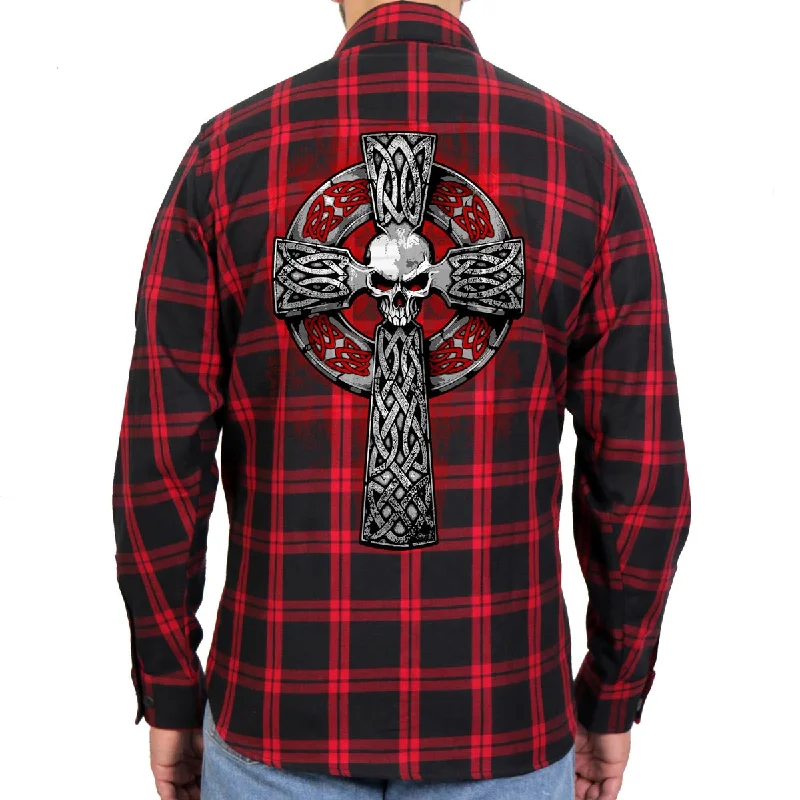 Noble And Elegant Hot Leathers FLM2112 Men's Celtic Cross Flannel Long Sleeve Shirt