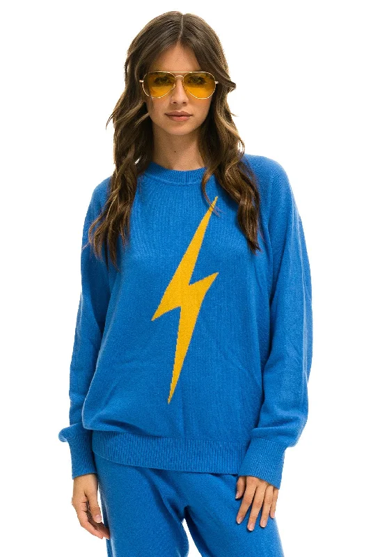 Trendy Comfort Wear UNISEX BOLT CASHMERE LIGHT SWEATER - VINTAGE BLUE // BLUE BOLT