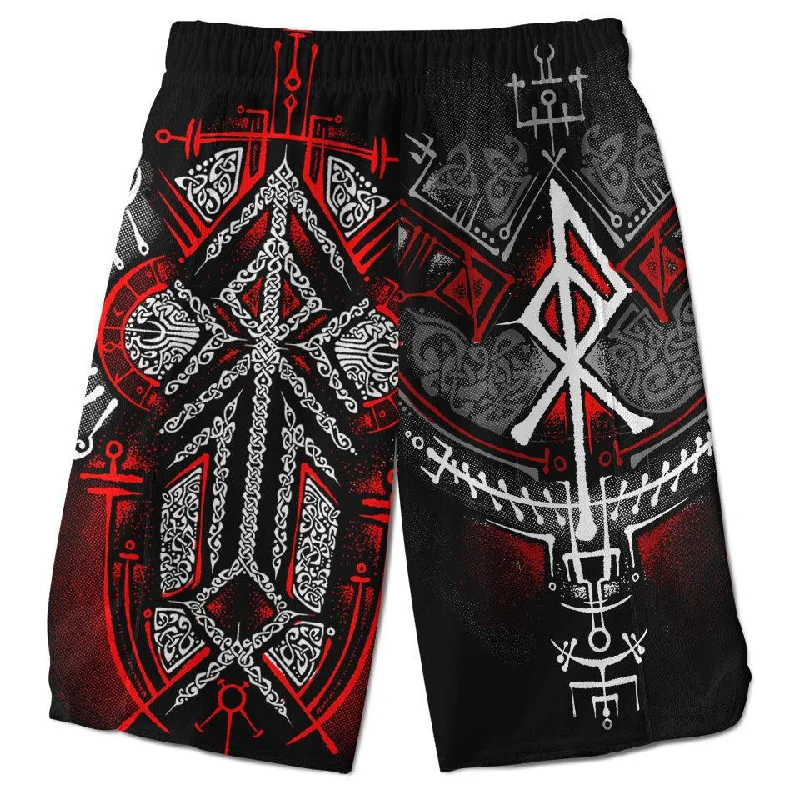 Fashionable In The Times Runes of Loki Shorts - Red Edition