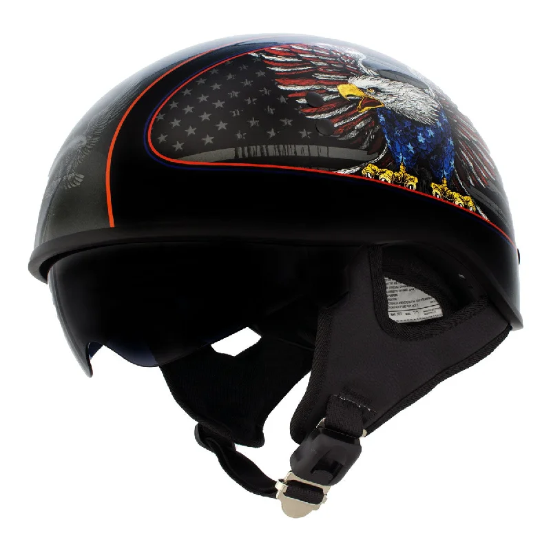 American Style Hot Leathers HLD1037 Gloss Black 'Up Wing Eagle USA' Advanced DOT Unisex Half Helmet with Drop Down Tinted Visor American Style Hot Leathers HLD1037 Gloss Black 'Up Wing Eagle USA' Advanced DOT Unisex Half Helmet with Drop Down Tinted Visor