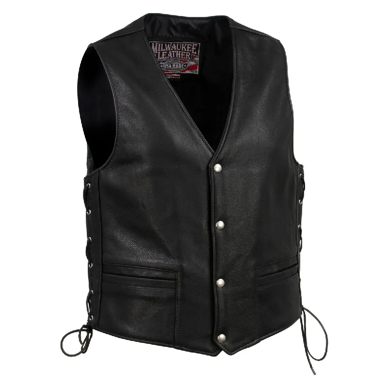 Minimal Style Milwaukee Leather USA MADE MLVSM5003 Men's Black 'Gaucho' Extra Long Back Premium Steerhide Motorcycle Leather Vest Minimal Style Milwaukee Leather USA MADE MLVSM5003 Men's Black 'Gaucho' Extra Long Back Premium Steerhide Motorcycle Leather Vest