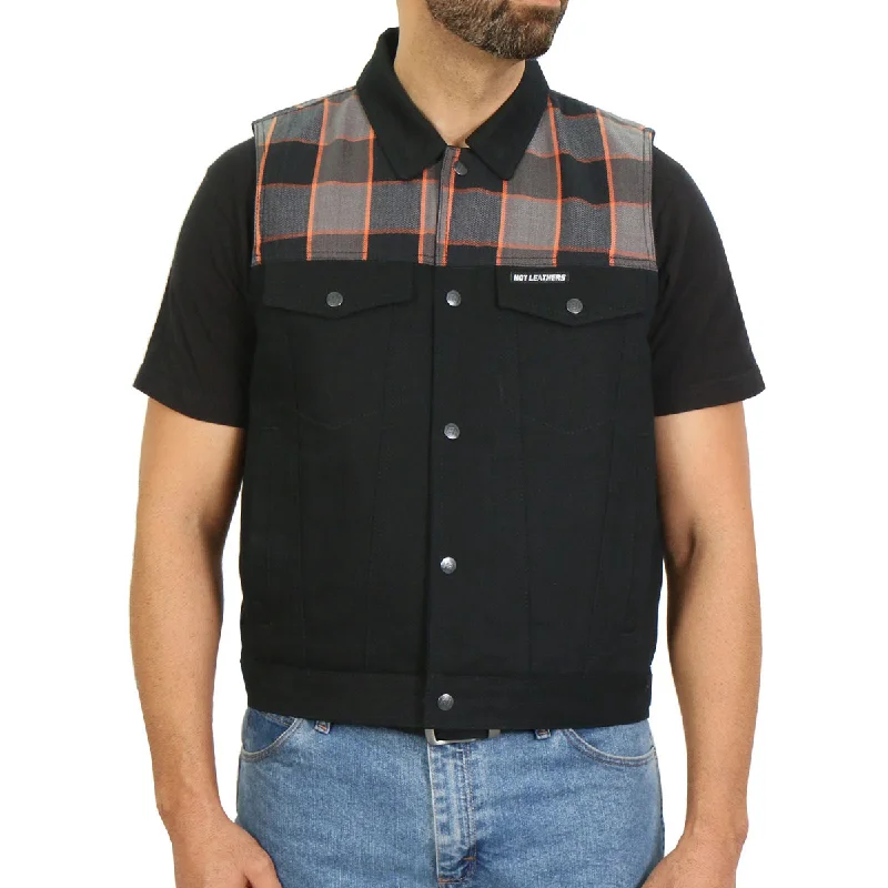 Exquisite Design Hot Leathers VSM6204 Men's '2-Tone' Denim and Flannel Club Style Biker Vest Exquisite Design Hot Leathers VSM6204 Men's '2-Tone' Denim and Flannel Club Style Biker Vest