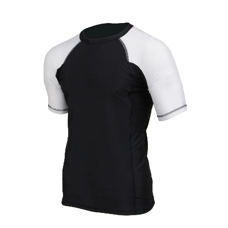 Soft Clothing X-Fitness XFM7001 Men's Black and White Short Sleeve Compression Rash Guard Athletic Shirt- MMA, BJJ, Wrestling, Cross Training Soft Clothing X-Fitness XFM7001 Men's Black and White Short Sleeve Compression Rash Guard Athletic Shirt- MMA, BJJ, Wrestling, Cross Training