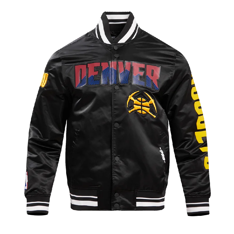 Cozy Shirts NBA DENVER NUGGETS MEN'S CHEST MILE HIGH RIB SATIN JACKET (BLACK)
