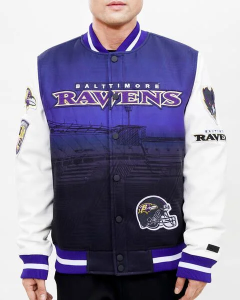 Easy Chic Wear NFL BALTIMORE RAVENS REMIX VARSITY MEN'S JACKET (LACK/WHITE)