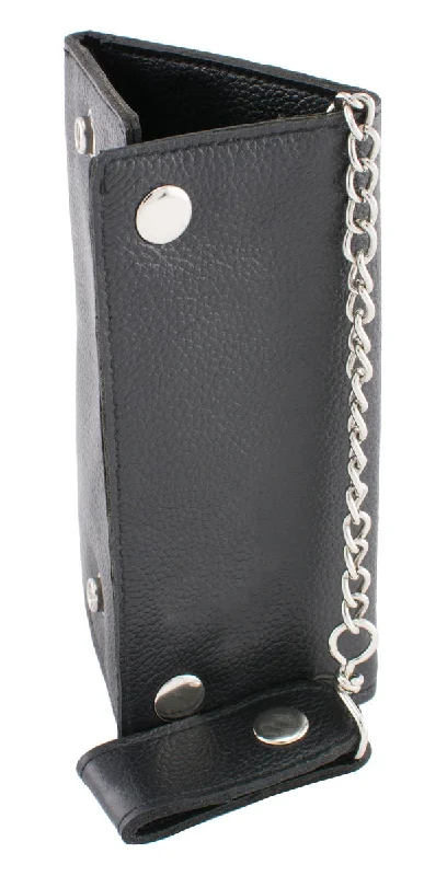 Exquisite Details Milwaukee Leather MLW7875 Men's Black Leather Tri Fold Long Wallet with Steel Chain Exquisite Details Milwaukee Leather MLW7875 Men's Black Leather Tri Fold Long Wallet with Steel Chain