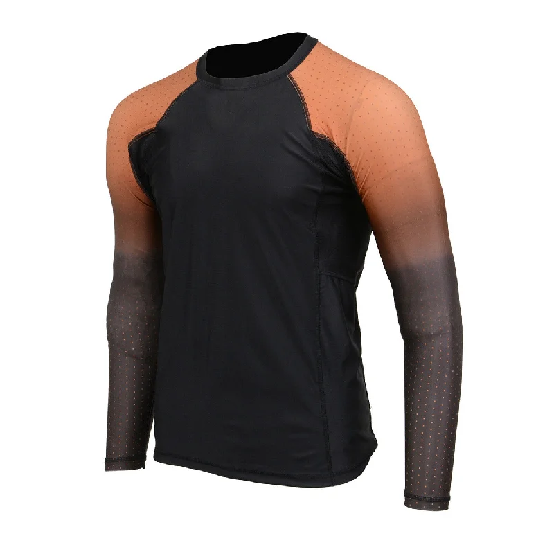 Chic Outfits X-Fitness XFM7000 Men's Black and Brown Long Sleeve Compression Rash Guard Athletic Shirt- MMA, BJJ, Wrestling, Cross Training Chic Outfits X-Fitness XFM7000 Men's Black and Brown Long Sleeve Compression Rash Guard Athletic Shirt- MMA, BJJ, Wrestling, Cross Training