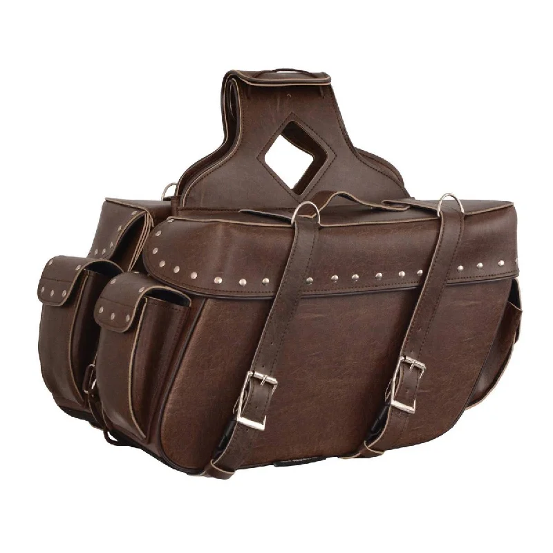 Unique Design Milwaukee Leather MP8335RT Large Retro Brown PVC Zip-Off Throw Over Saddlebags Unique Design Milwaukee Leather MP8335RT Large Retro Brown PVC Zip-Off Throw Over Saddlebags