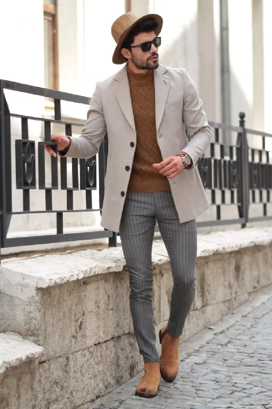 Perfect Tailoring Slim-Fit Wool Coat Stone