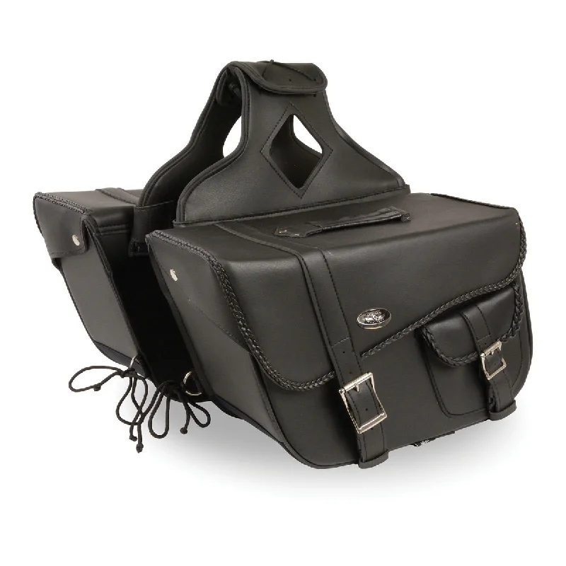 Urban Comfort Milwaukee Leather SH665ZB Black Large Braided Zip Off PVC Throw Over Motorcycle Saddle Bag Urban Comfort Milwaukee Leather SH665ZB Black Large Braided Zip Off PVC Throw Over Motorcycle Saddle Bag